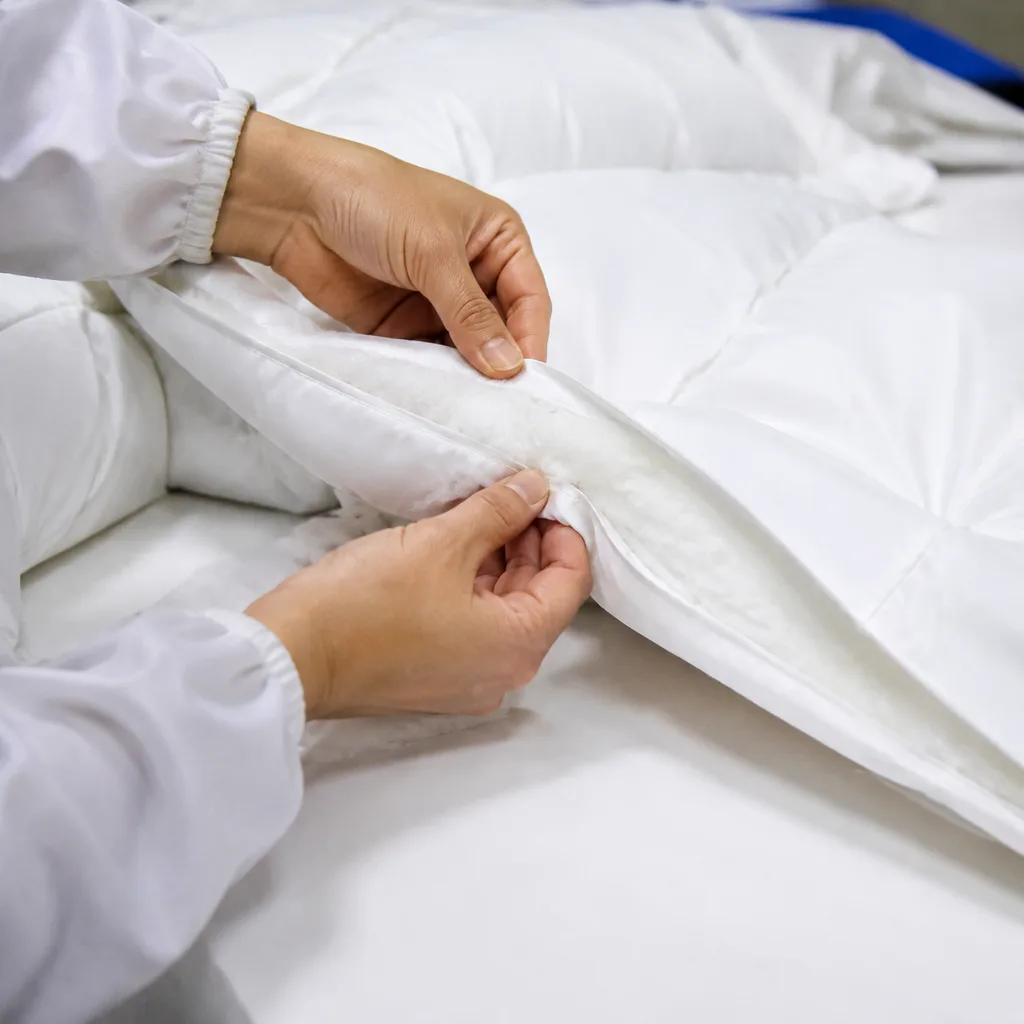 White down bedding in a hotel suite