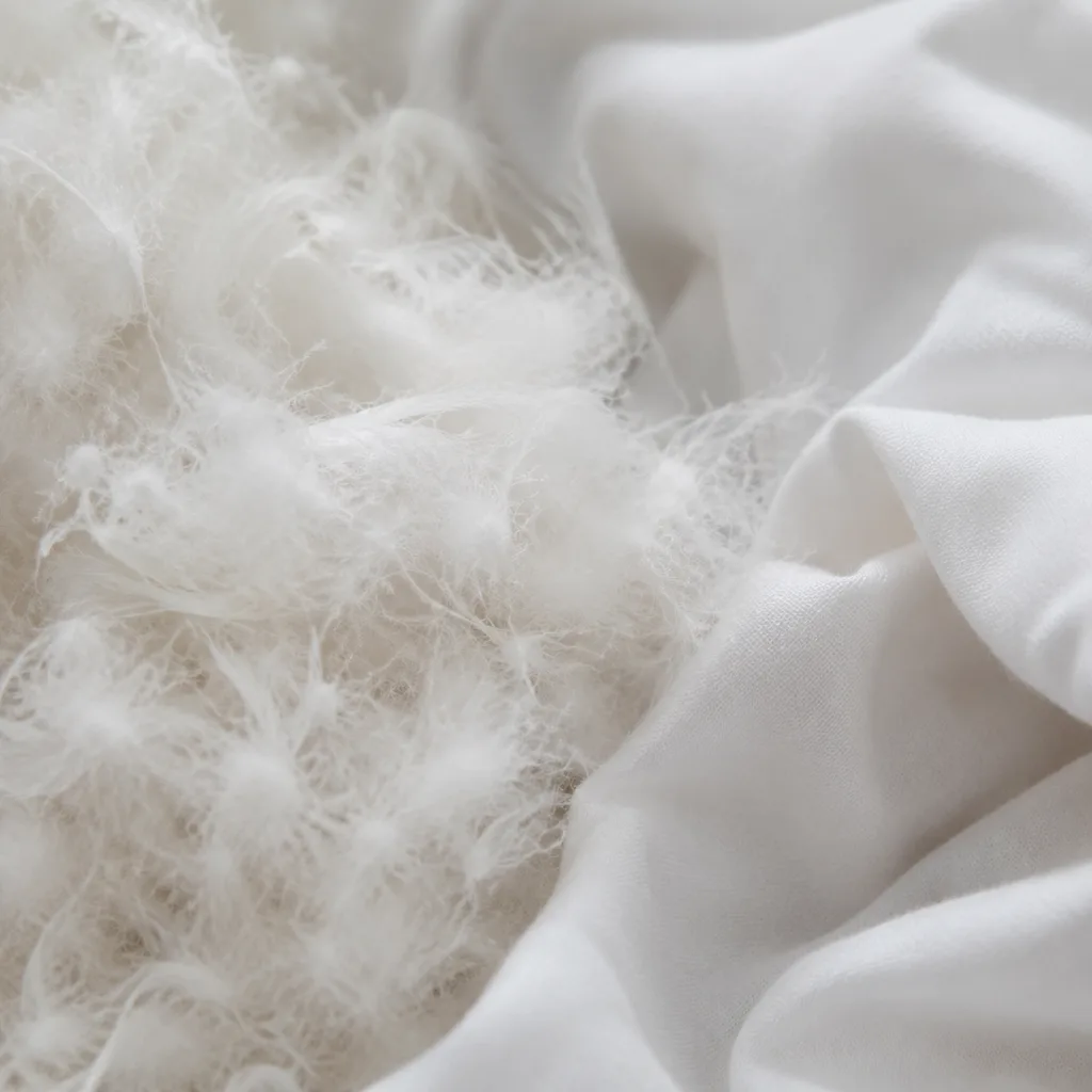 Neatly folded white down duvet